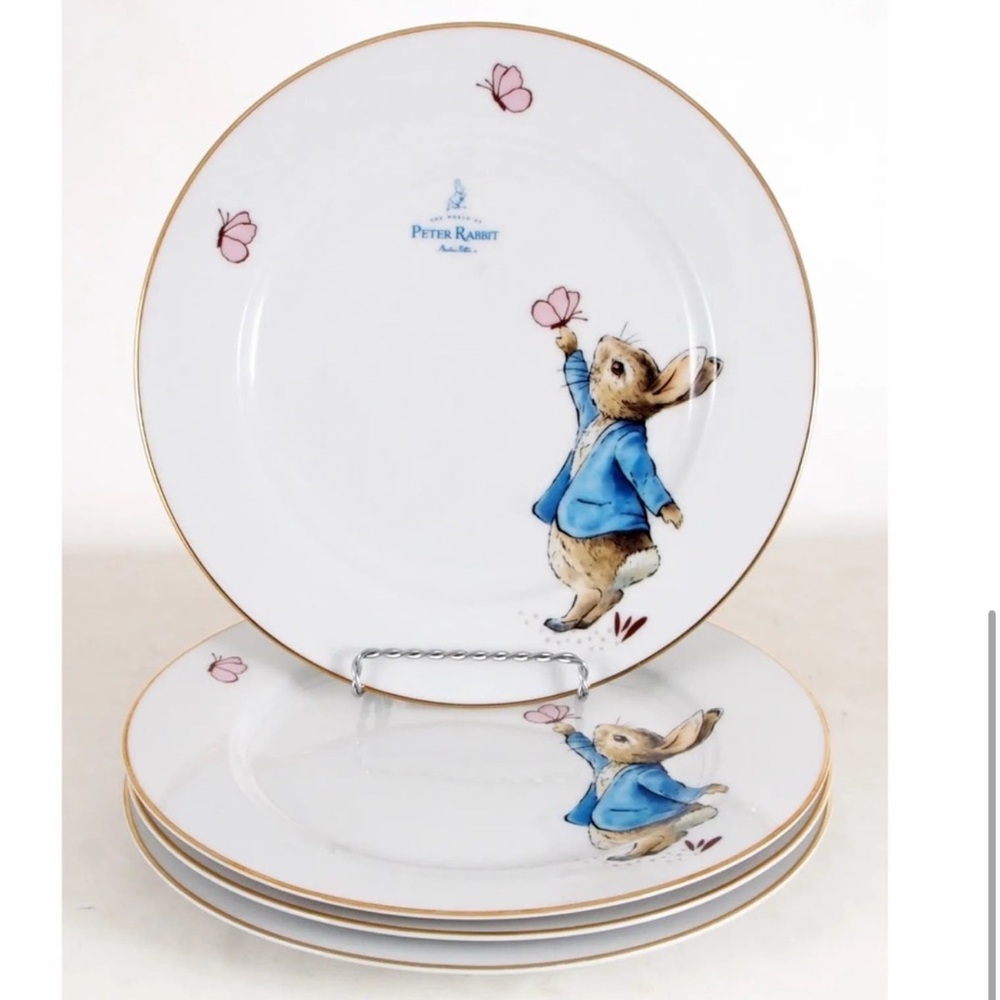 Beatrix Potter Peter Rabbit Easter Bunny & Butterflies Dinner Plates Set of 4